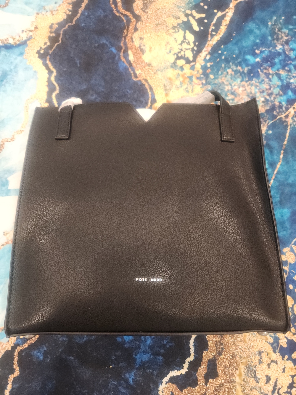 NWT Pixie Mood Alicia Mini Tote Black Vegan Leather Zip Top Crossbody Bag